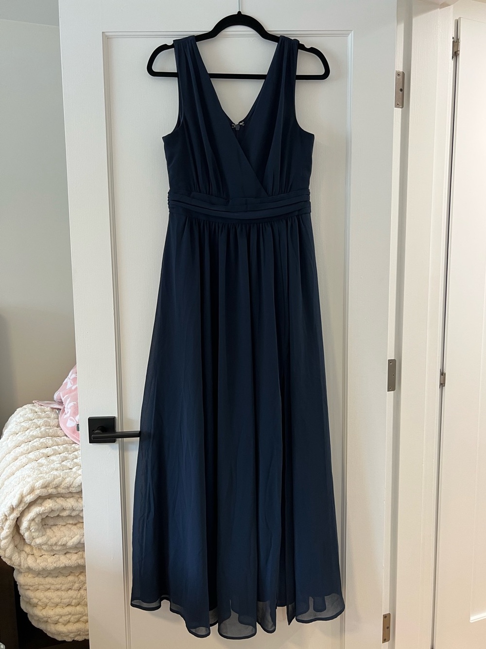 Lulu's Navy Sleeveless V-Neck Chiffon Maxi Dress